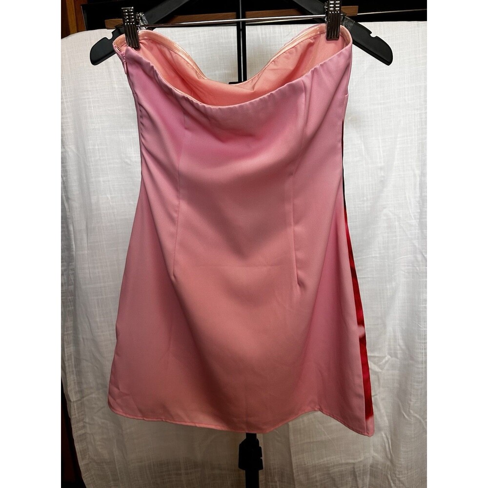 beginning boutique Temmie Pink Hibiscus Strapless Mini Dress XS - 2 - Picture 10 of 12